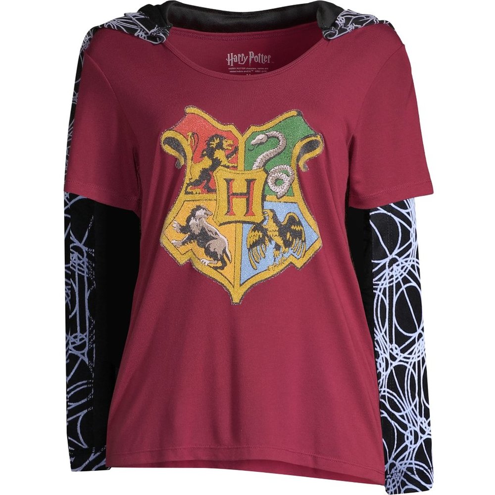 Harry Potter Juniors Tee Shirt w/ Removable Hooded Cloak Size Sm Lar XL  NWT